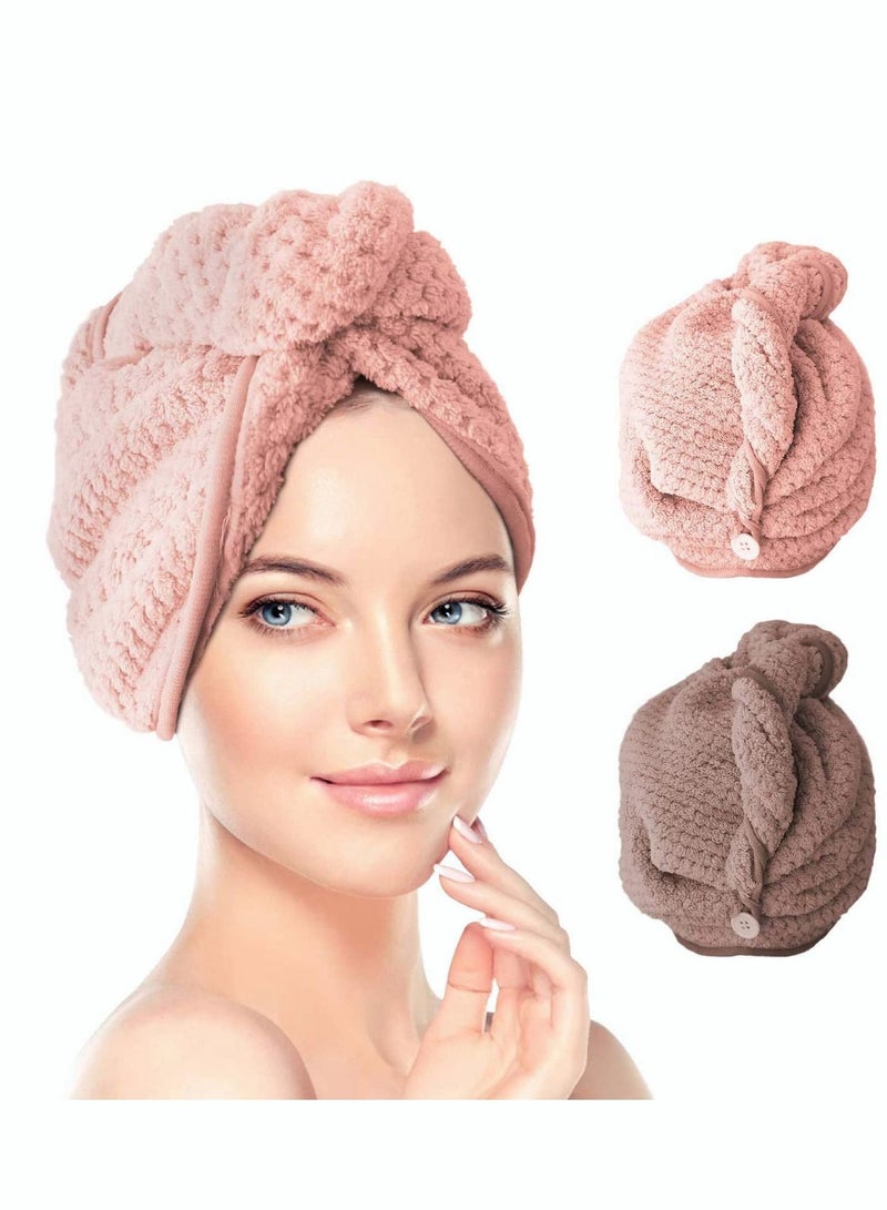 Microfibre Hair Towel Turban Dry Cap Quick Lady Superfine Fiber Bath Head Wrap 2 Pack
