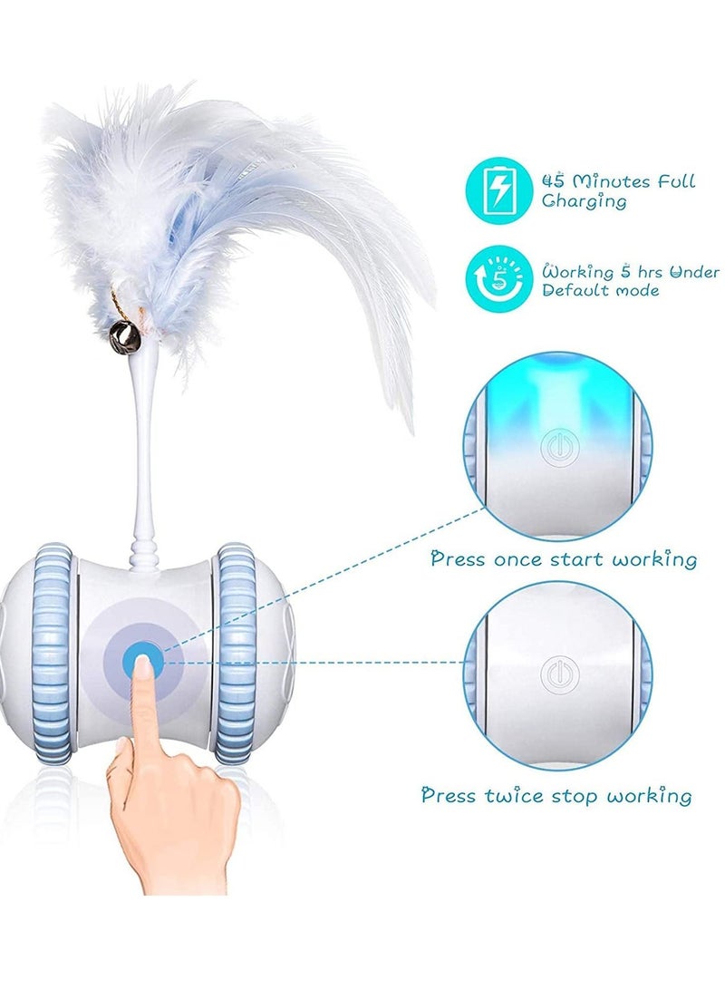 Automatic Cat Feather Toy—Smart Robotic Interactive Indoor Electronic Pet Toy—Auto/Manual Motorized Toy—360° Rotating Ball Colorful Light Toys for Cat/Mouse/Kitten Hunting Exercise