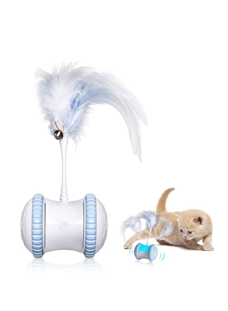 Automatic Cat Feather Toy—Smart Robotic Interactive Indoor Electronic Pet Toy—Auto/Manual Motorized Toy—360° Rotating Ball Colorful Light Toys for Cat/Mouse/Kitten Hunting Exercise