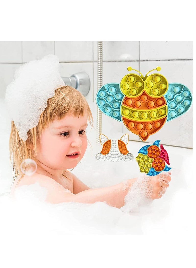 Pop Bubble Sensory Decompression Toys Tiktok Cartoon Figure Puzzle Squeeze Silicone Set Gifts, Anxiety Stress Relief Autism Relieve Pressure for Children Adult (Bee & Owl)