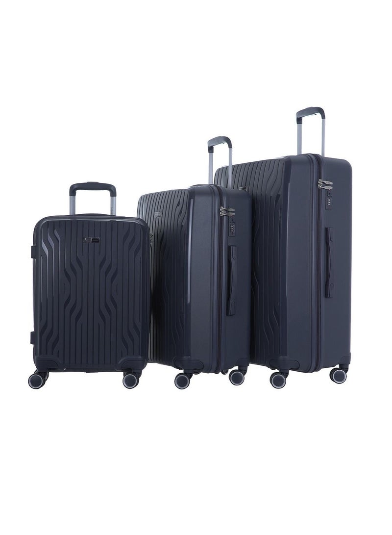3-Piece Hard Side Propylene Spinner Luggage Trolley Set 20/24/28 Inch Navy