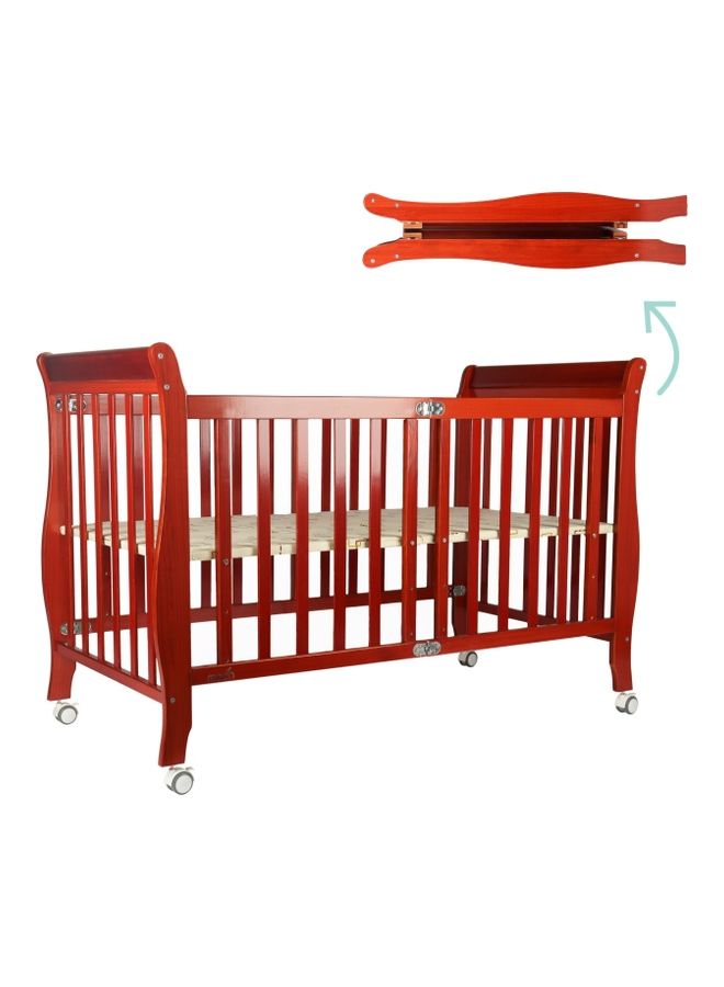 Wooden Foldable Baby Crib 129x69x96 Cm