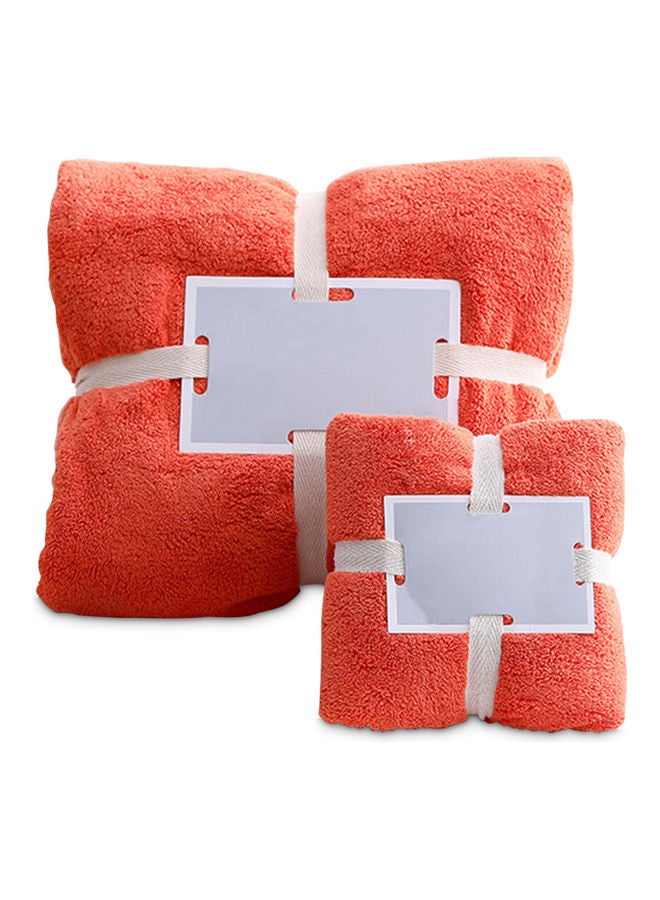 2-Piece Bath Shower and Hand Towel Set Orange 22 x 12 x 22cm