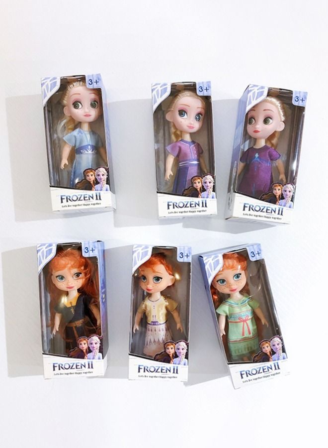 6 Pcs Frozen Dolls set, Princess Plush Dolls Toys,Princess Dolls for Girls- 14CM