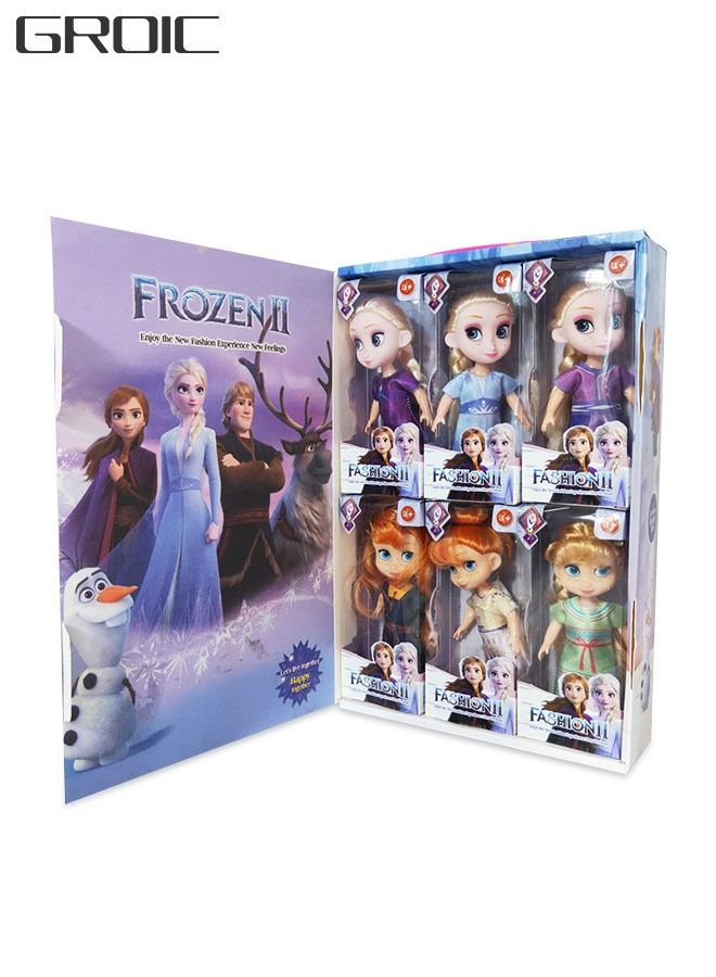 6 Pcs Frozen Dolls set, Princess Plush Dolls Toys,Princess Dolls for Girls- 14CM