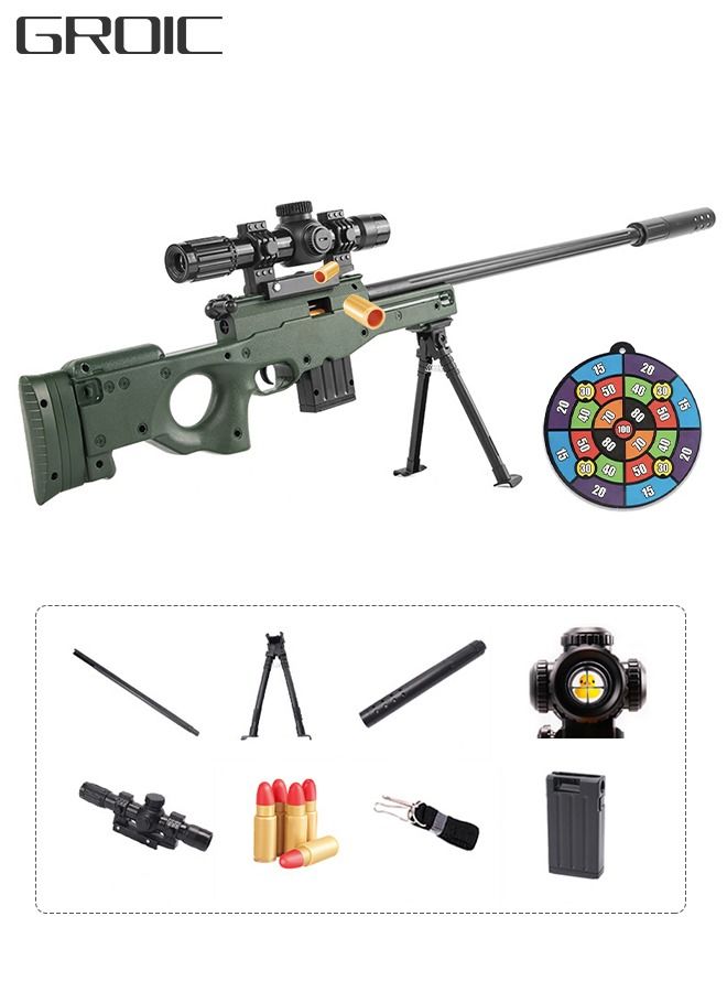 Toy Gun Soft Bullets Education Toy,Sniper Rifle Blaster Gun AWM,Double Mirror Effect Toy Sniper Guns,DIY Toy with Rich Accessories ,Shooting Games Toys for Kids
