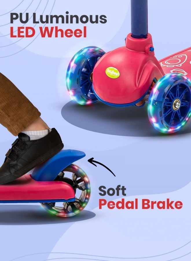 3 Wheel Kids Scooter With 4 Height Adjustable Handle Baby Scooter With Led Pu Wheels