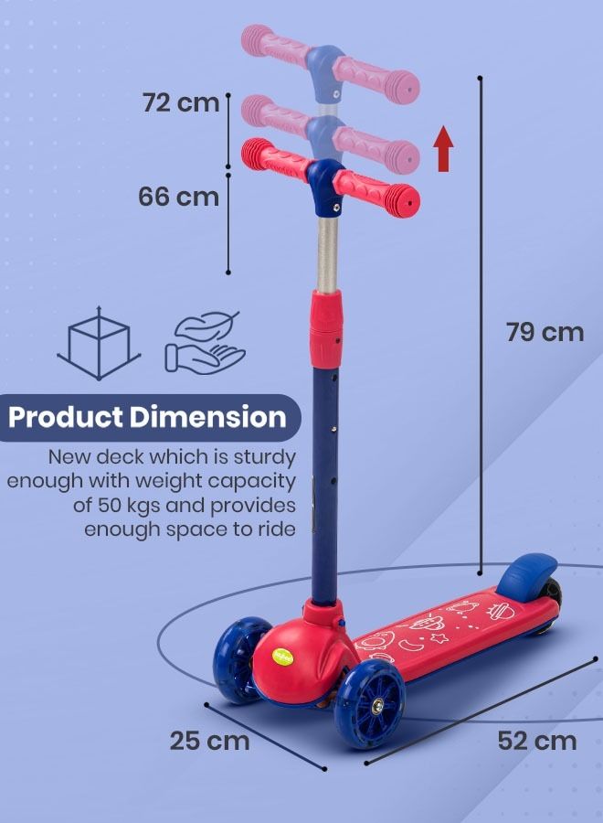 3 Wheel Kids Scooter With 4 Height Adjustable Handle Baby Scooter With Led Pu Wheels
