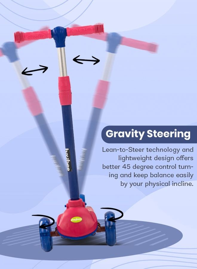 3 Wheel Kids Scooter With 4 Height Adjustable Handle Baby Scooter With Led Pu Wheels