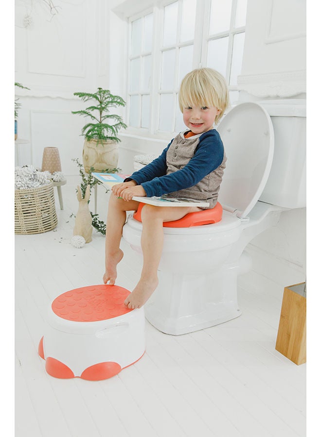 Baby Potty Trainer With Detachable Toilet Seat And Step Stool, Coral