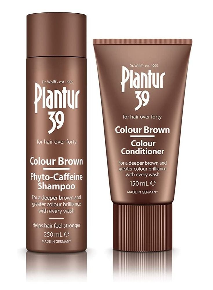 Phyto-Caffeine 250ml Shampoo and 150ml Color Conditioner Set for Women Designed for Brown Hair Conceal Hairline Prevents and Reduces Hair Loss Made in Germany