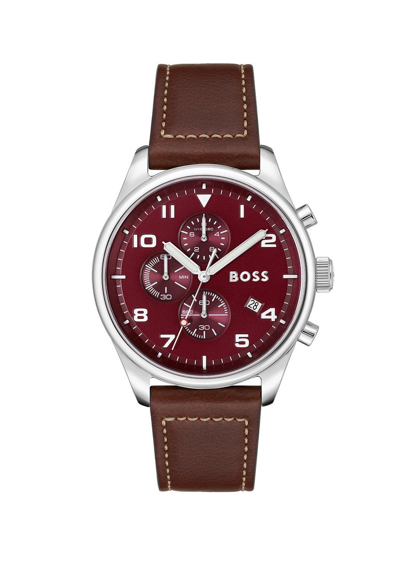 Leather Chronograph Wrist Watch 1513988