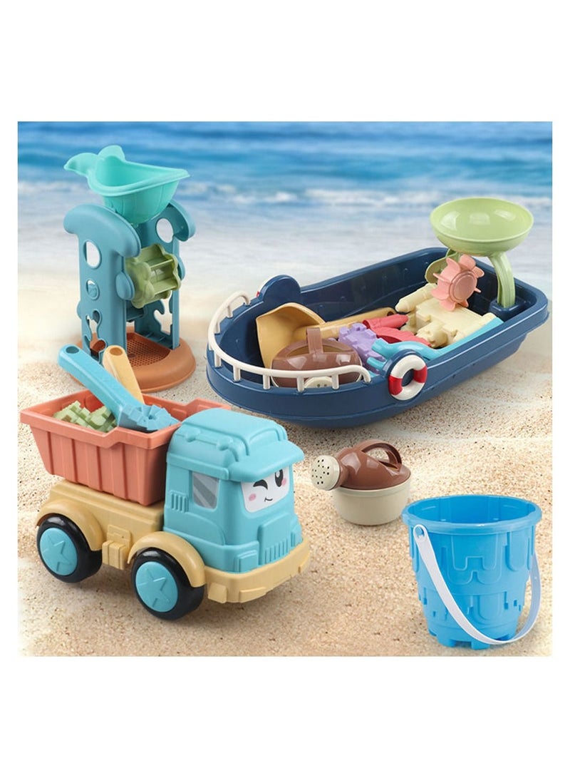 Children's Beach Toy Set, Long Shovel Sand Toys Set With Mesh Bag Outdoor Beach Toys 33 Pcs, Colour Random