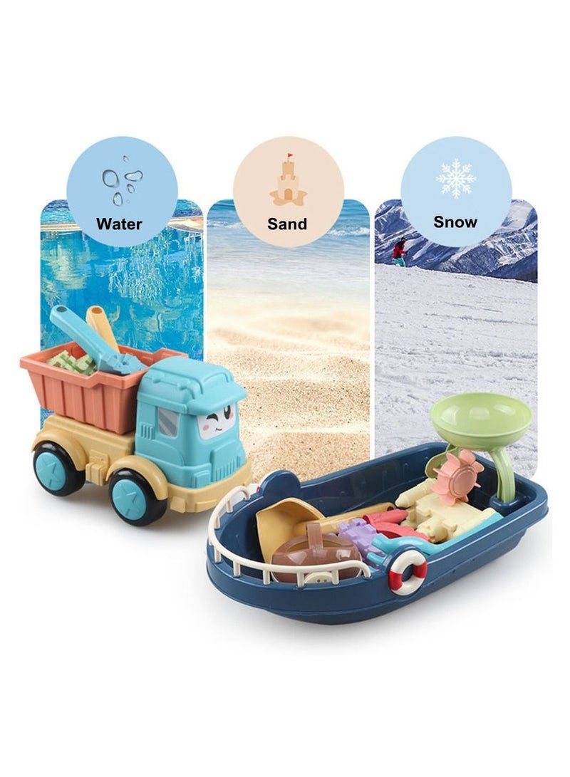 Children's Beach Toy Set, Long Shovel Sand Toys Set With Mesh Bag Outdoor Beach Toys 33 Pcs, Colour Random