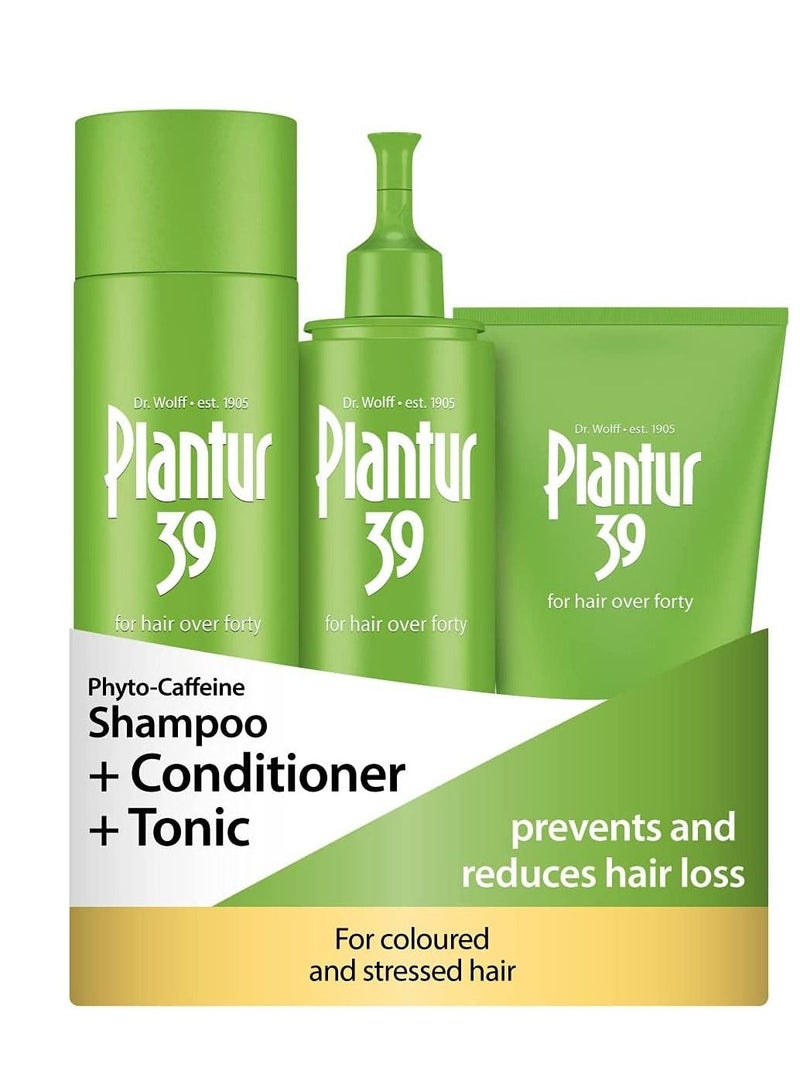 Caffeine 250ml Shampoo 150ml Conditioner and 200ml Tonic For Coloured and Stressed Hair With Unique Formula Supports Hair Growth Made in Germany