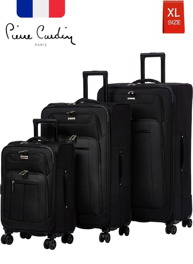 XL Size Softside Luggage Set of 3 Ultra Light Weight 4 Wheels TSA Approved