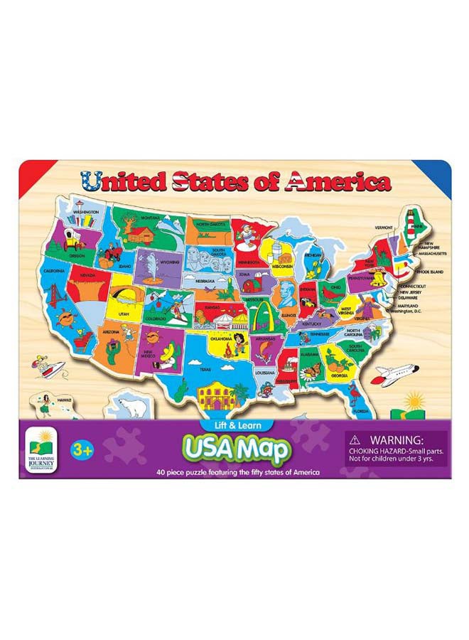 40-Piece USA Map Puzzle Set 15 x 11inch