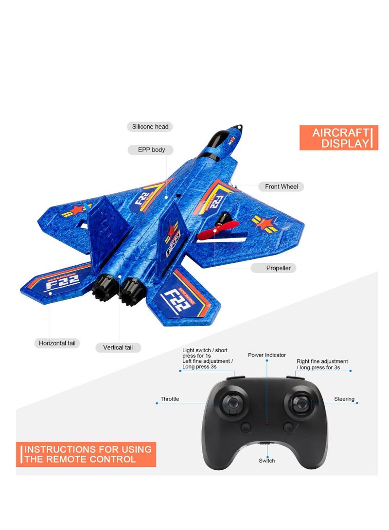 F22 2.4G Remote Control RC Plane 2CH 3-Axis Gyro Airplane Glider LED Fighter Toy