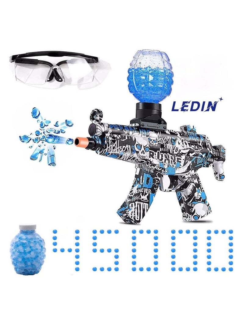 MP5 Shape Electric Automatic Hydrogel Balls Blaster Gun with Safety Goggles and 45000 Gel Balls for Outdoor Activity