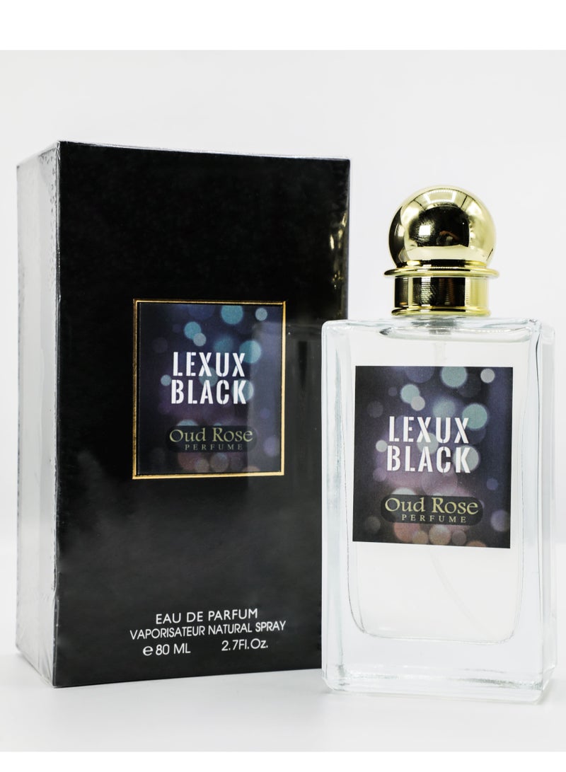 Oud rose perfumes lexux black for unisex eau de parfum 80ml
