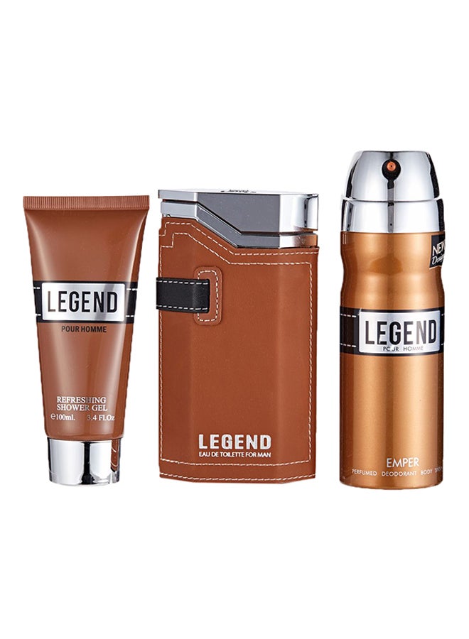3-Piece Legend Gift Set Shower Gel - 100 ml, EDT - 100 ml, Deodorant - 200 ml