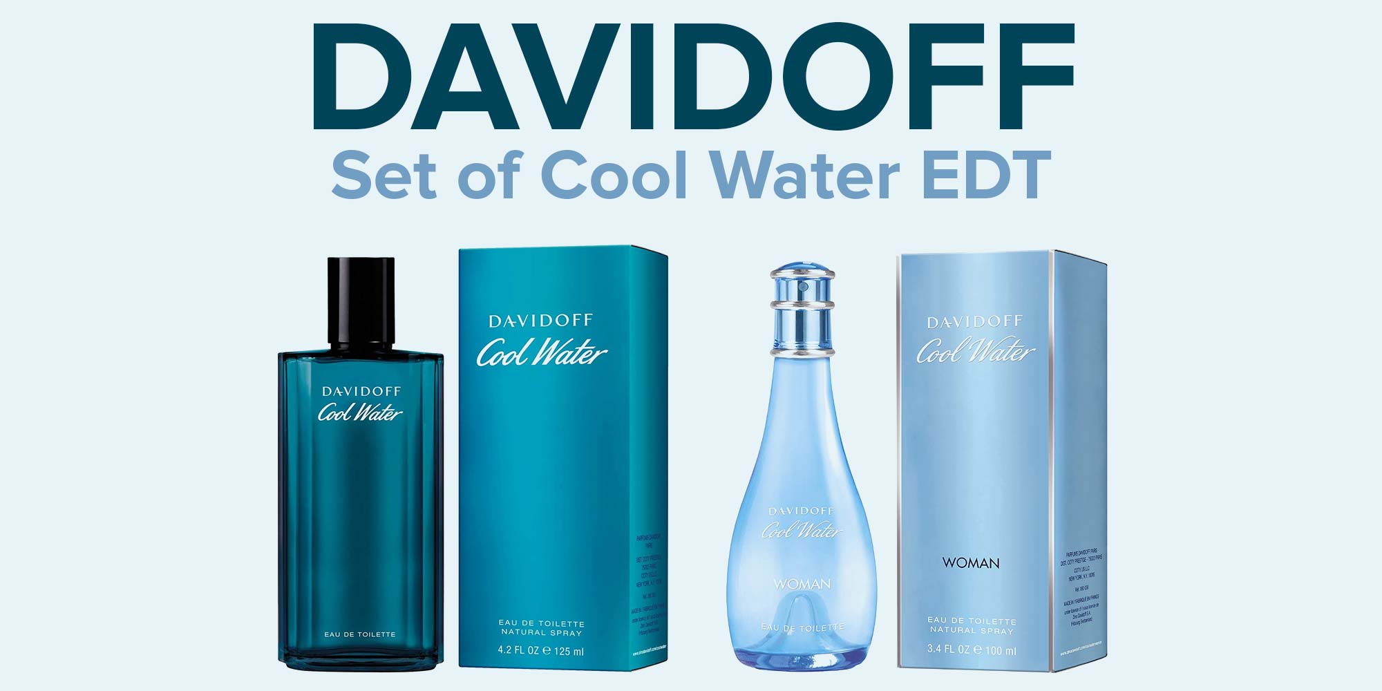 Set of Cool Water EDT Men And Cool Water  EDT Women Cool Water EDT Men 125 Ml, Cool Water EDT Women 100ml