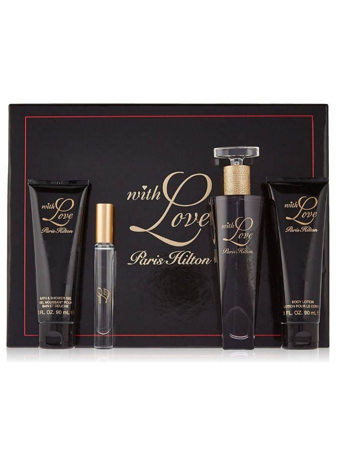Paris Hilton With Love - Eau de Parfum 100 ml + Roll-on 6 ml + Body lotion 90 ml + Shower gel 90 ml Gift Set
