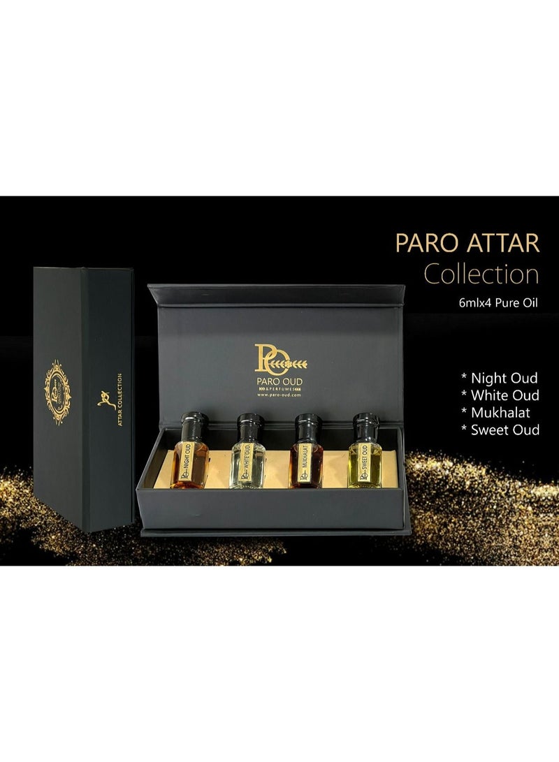 Attar collection (4 pcs) I PARO OUD I MADE IN UAE I GIFT ATTAR I Winter ATTAR I Autumn/Winter Collection I Seasonal ATTAR I Wedding  ATTARS I All-day Wear I Alcohol-free attar oil for men and women I Pure and natural attar oil with long-lasting scent