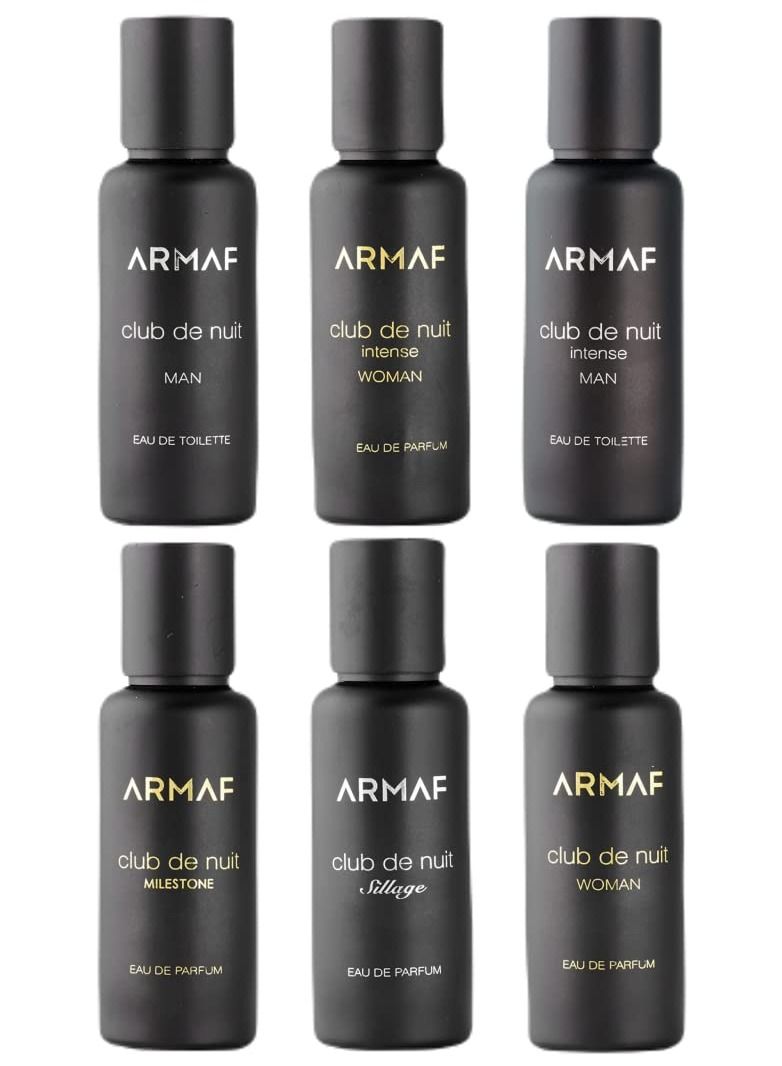 Club De Nuit 30ml, Discovery Gift Set for Men & Women, Pack of 6