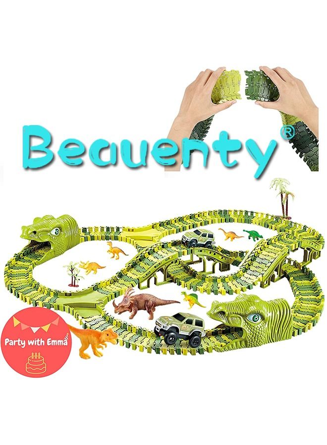 240-Piece Dinosaur World Road Race Track And Cars Toys Playset