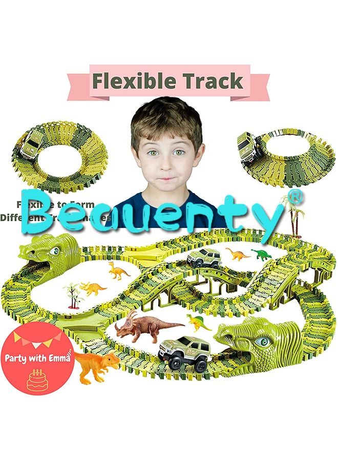 240-Piece Dinosaur World Road Race Track And Cars Toys Playset