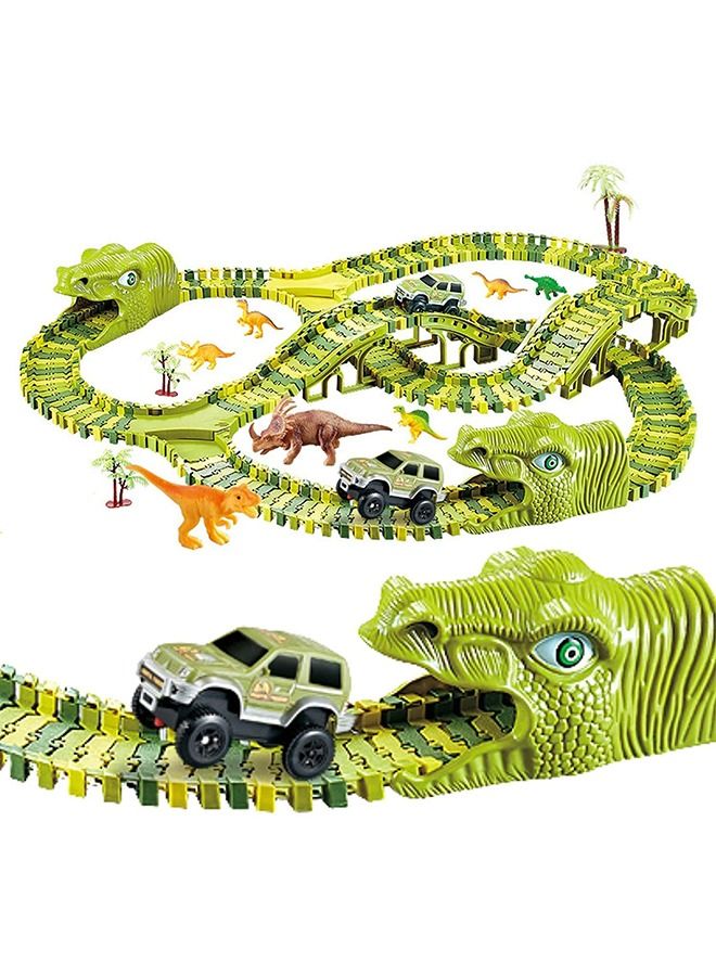 240-Piece Dinosaur World Road Race Track And Cars Toys Playset