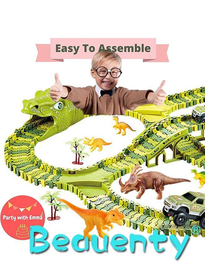 240-Piece Dinosaur World Road Race Track And Cars Toys Playset