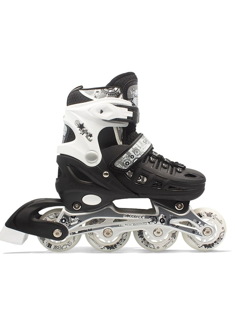 Soccerex Complete Set of Inline & Roller Skates Shoes for Kids, Youth, & Adults