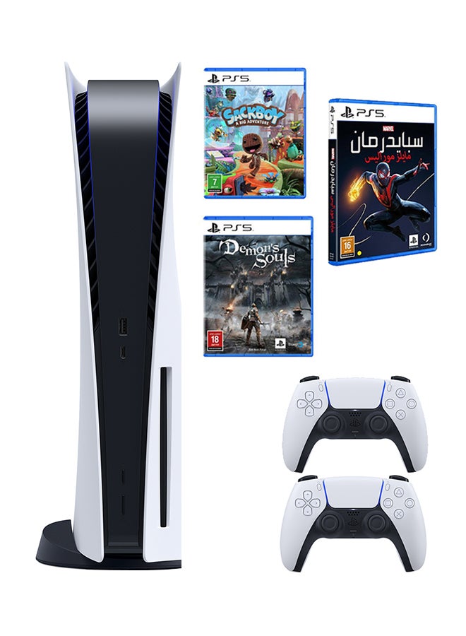 Playstation 5 Console (Disc Version) With Extra Controller And Games (Demon Souls + Marvel Spider Man Miles Morales + Sackboy: A Big Adventure)