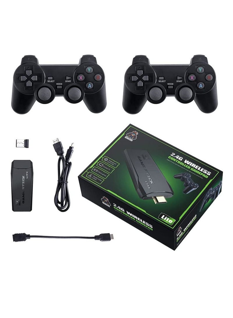 Classic Game Stick 4K Game Console with Two 2.4G Wireless Gamepads Dual Player HDMI Output Built in 3500+ Games Compatible with Android TV PC Laptop Projector