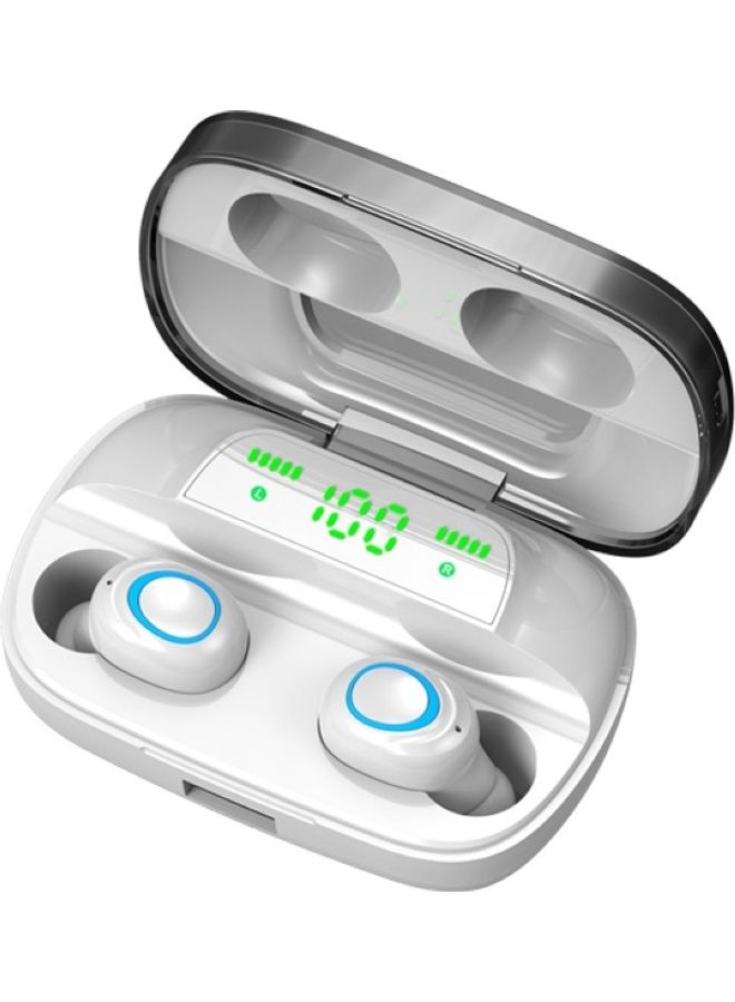 Mini TWS Bluetooth 5.0 Wireless Earphones Earbud with Digital Display Charge Box White