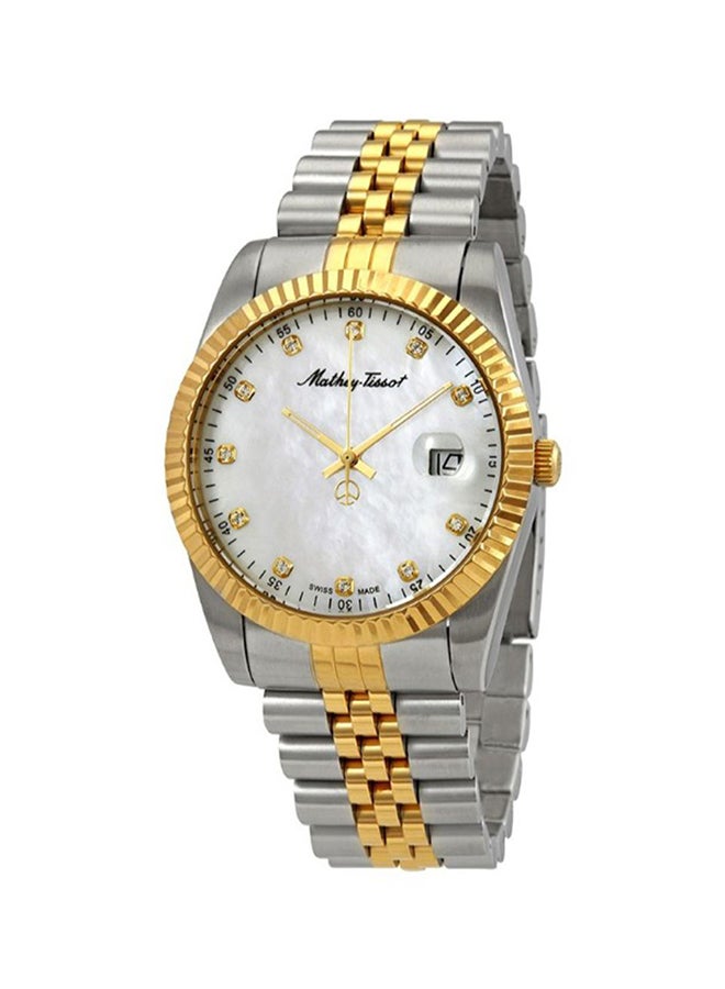 Men's Rolly II Stainless Steel Analog Watch H710BI - 40 mm - Gold/Silver