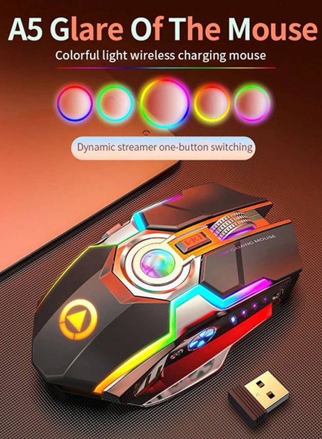 Wireless Rechargeable Gaming Mouse With USB Receiver Black/Red/Green