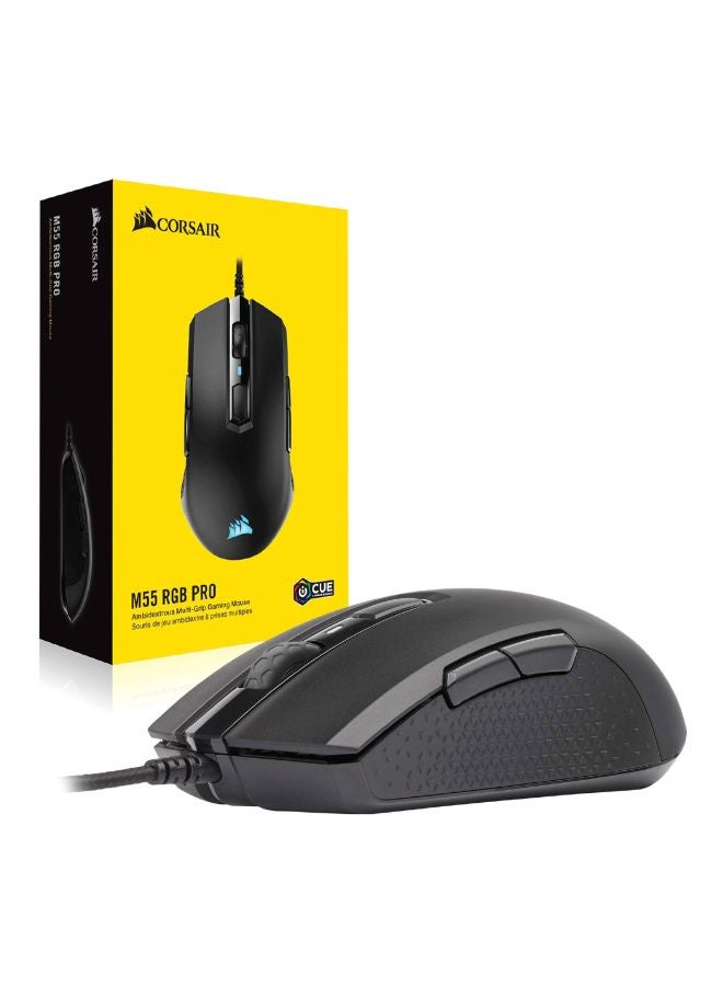 M55 Pro Wired Ambidextrous Multi-Grip Gaming Mouse Black