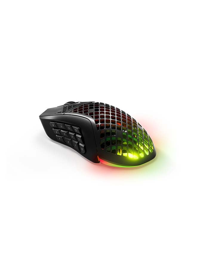 Aerox 9 Wireless Gaming Mouse, 40G Acceleration, 18000 in 100 CPI Increments, Ultra Lightweight, 3 RGB Zone, IP54 Water Resistance, Bluetooth 5.0,180H Battery Life, USB-C, Onyx | 62618