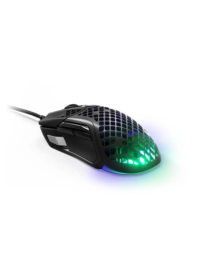 Aerox 5 Wired Mouse, 40G Acceleration, 18000 in 100 CPI Increments, Ultra Lightweight, 3 RGB Zones, IP54 Switches with Over 80M Click, 9 Buttons, 180H Battery Life, Black | 62401