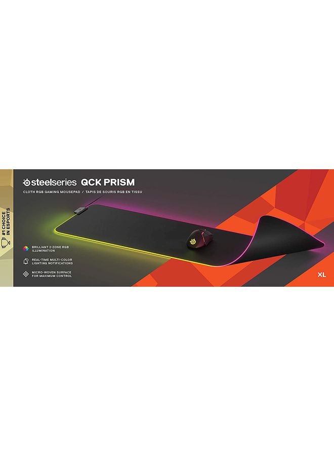 SteelSeries QcK Gaming Mouse Pad - XL RGB Prism Cloth - Sized to Cover Desks