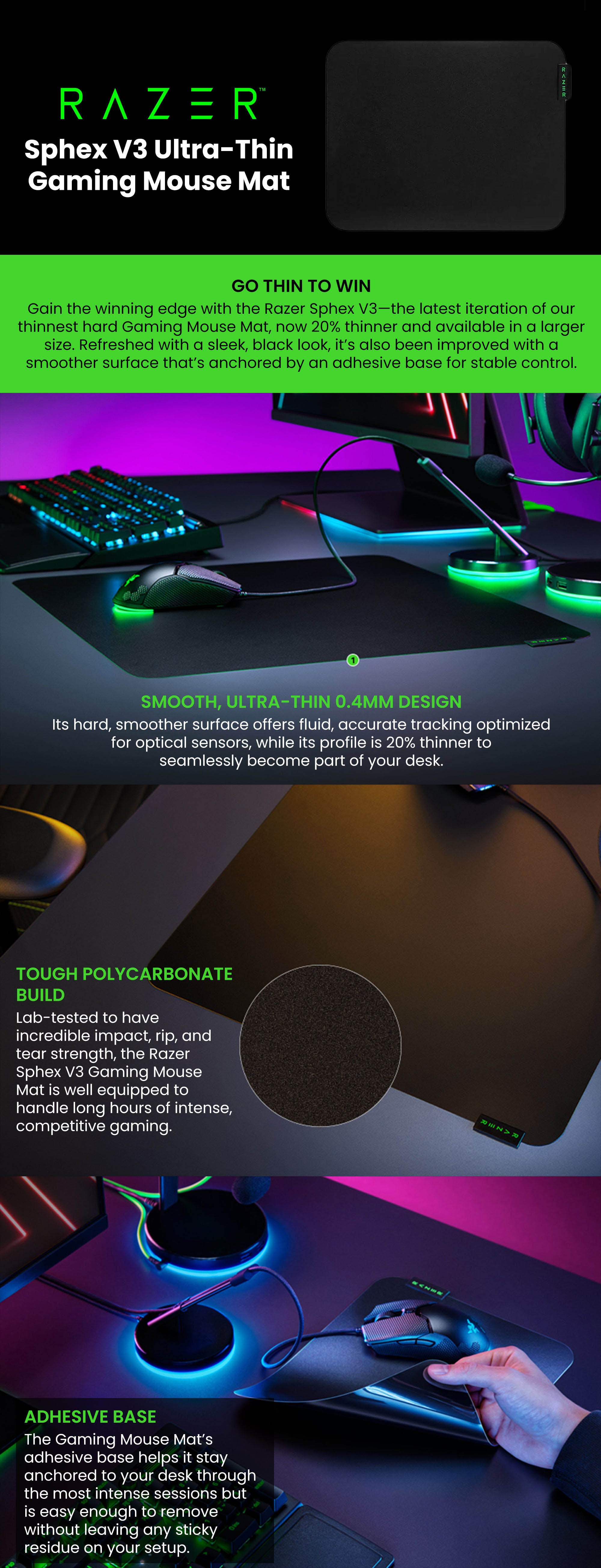 Razer Sphex V3 Ultra-thin Gaming Mouse Mat - Large