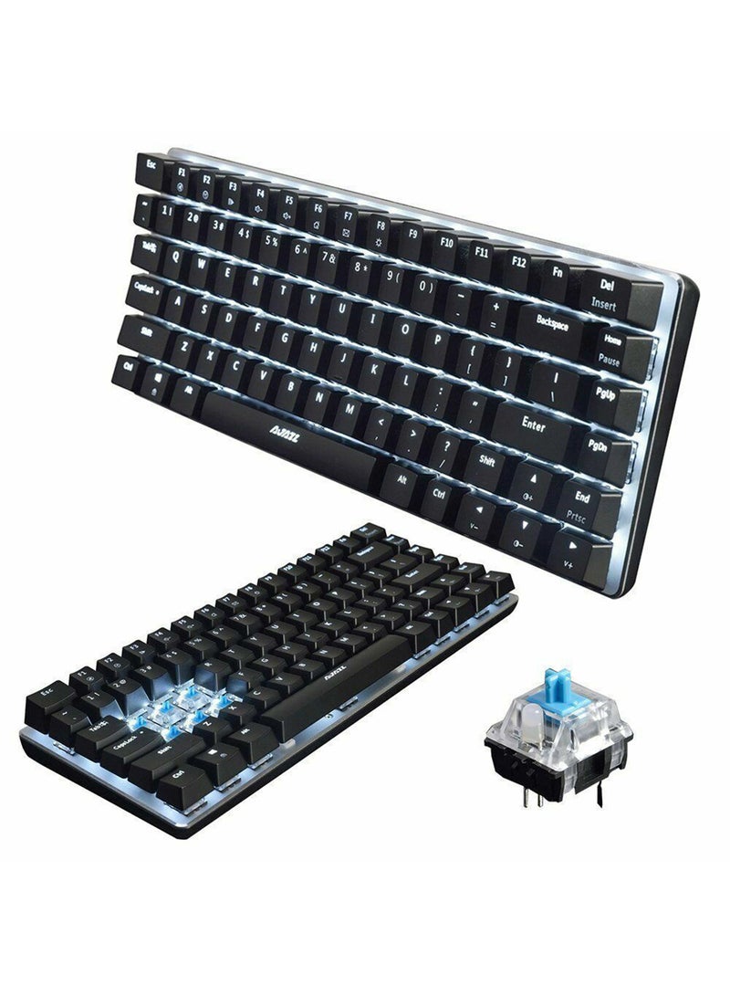 AK33 Gaming 82 keys Mechanical keyboard, White backlit Wired keys Computer keyboard for PC Laptop gaming(Blue Switch)