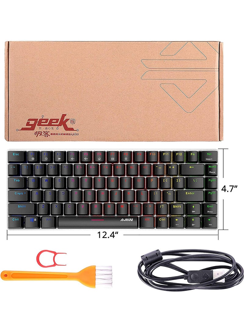 AK33 Gaming 82 keys Mechanical keyboard, RGB backlit Wired keys Computer keyboard for PC Laptop gaming(Black Switch)