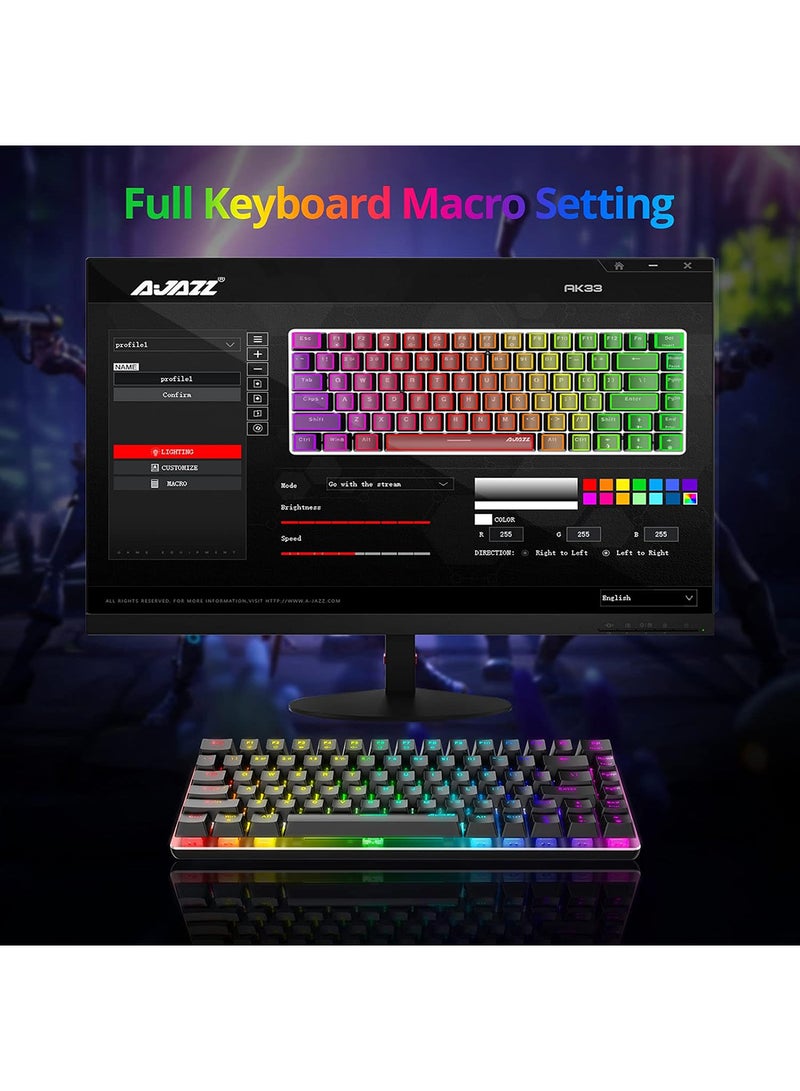 AK33 Gaming 82 keys Mechanical keyboard, RGB backlit Wired keys Computer keyboard for PC Laptop gaming(Blue Switch)