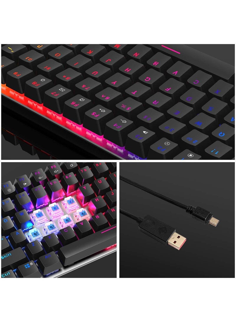 AK33 Gaming 82 keys Mechanical keyboard, RGB backlit Wired keys Computer keyboard for PC Laptop gaming(Blue Switch)