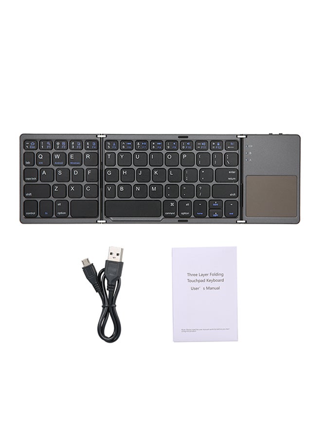 Portable Folding Bluetooth Keyboard With USB Cable Black/Grey