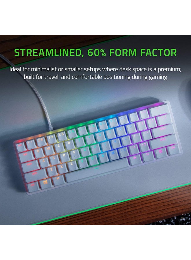 Huntsman Mini 60% Gaming Keyboard: Fast Keyboard Switches, Linear Optical Switches, Chroma RGB Lighting, PBT Keycaps, Onboard Memory Snap Tap - White